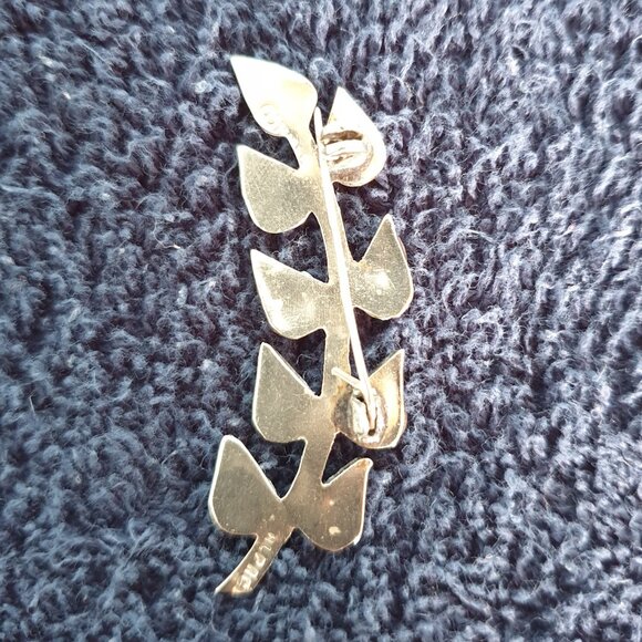 Vintage Mexico Hand Crafted Alpaca Silver Abalone Inlay Leaf Brooch - Picture 3 of 10